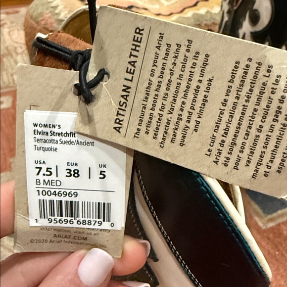 Ariat Turquoise and Brown Terracotta Suede Western Boot - Picture 3 of 4